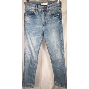 Zara The Truth Slim Jeans Light Wash High Rise Straight Leg Denim Blue Size 2